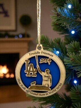 Freddie Freeman 2024 Grand Slam World Series Engraved Wood Dodgers Ornament